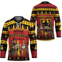 Germany Christmas Hockey Jersey Saint Nicholas And Knecht Ruprecht Drink Beer - Wonder Print Shop