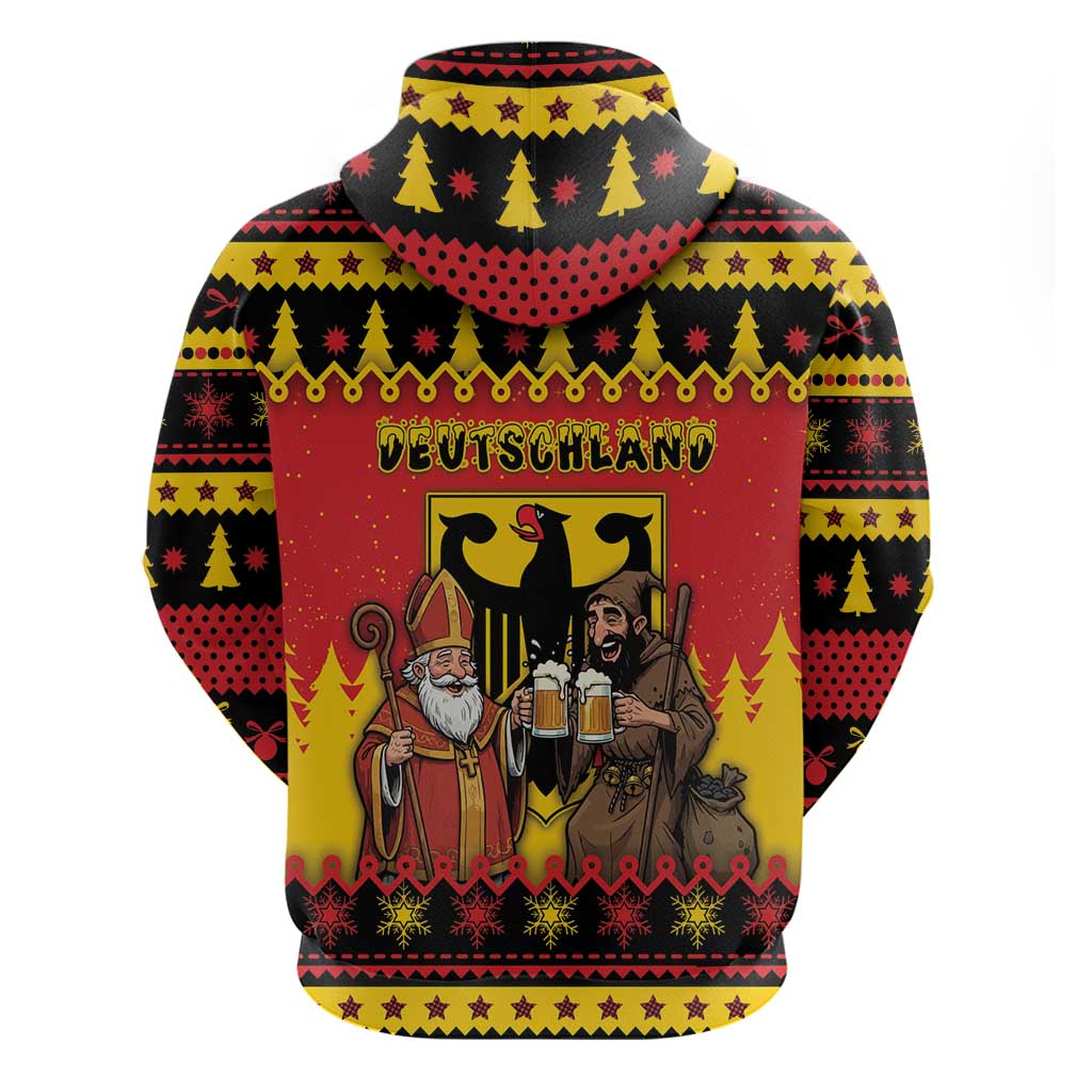 Germany Christmas Hoodie Saint Nicholas And Knecht Ruprecht Drink Beer - Wonder Print Shop