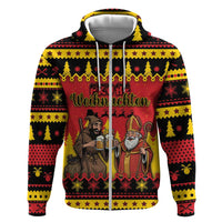 Germany Christmas Hoodie Saint Nicholas And Knecht Ruprecht Drink Beer - Wonder Print Shop