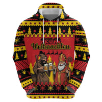 Germany Christmas Hoodie Saint Nicholas And Knecht Ruprecht Drink Beer - Wonder Print Shop