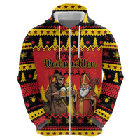 Germany Christmas Hoodie Saint Nicholas And Knecht Ruprecht Drink Beer - Wonder Print Shop