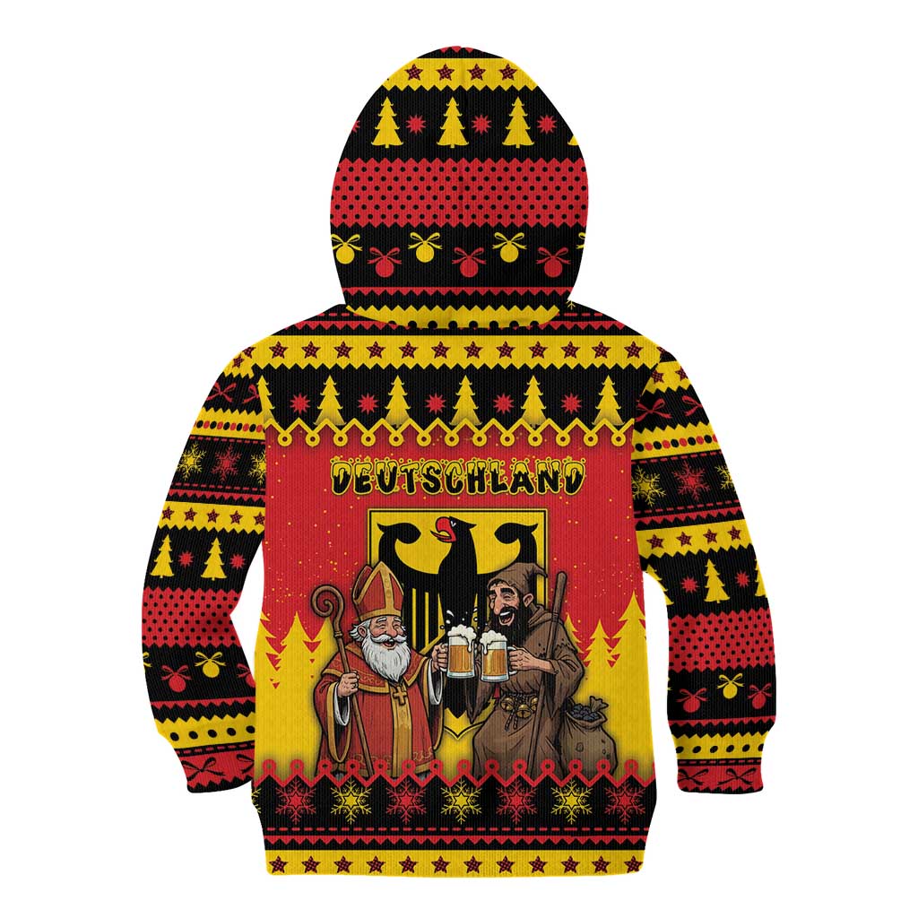 Germany Christmas Kid Hoodie Saint Nicholas And Knecht Ruprecht Drink Beer - Wonder Print Shop
