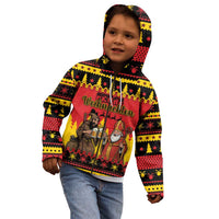 Germany Christmas Kid Hoodie Saint Nicholas And Knecht Ruprecht Drink Beer - Wonder Print Shop