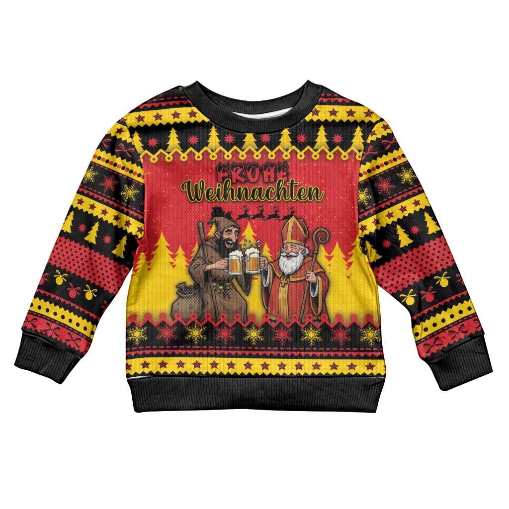 Germany Christmas Kid Ugly Christmas Sweater Saint Nicholas And Knecht Ruprecht Drink Beer - Wonder Print Shop