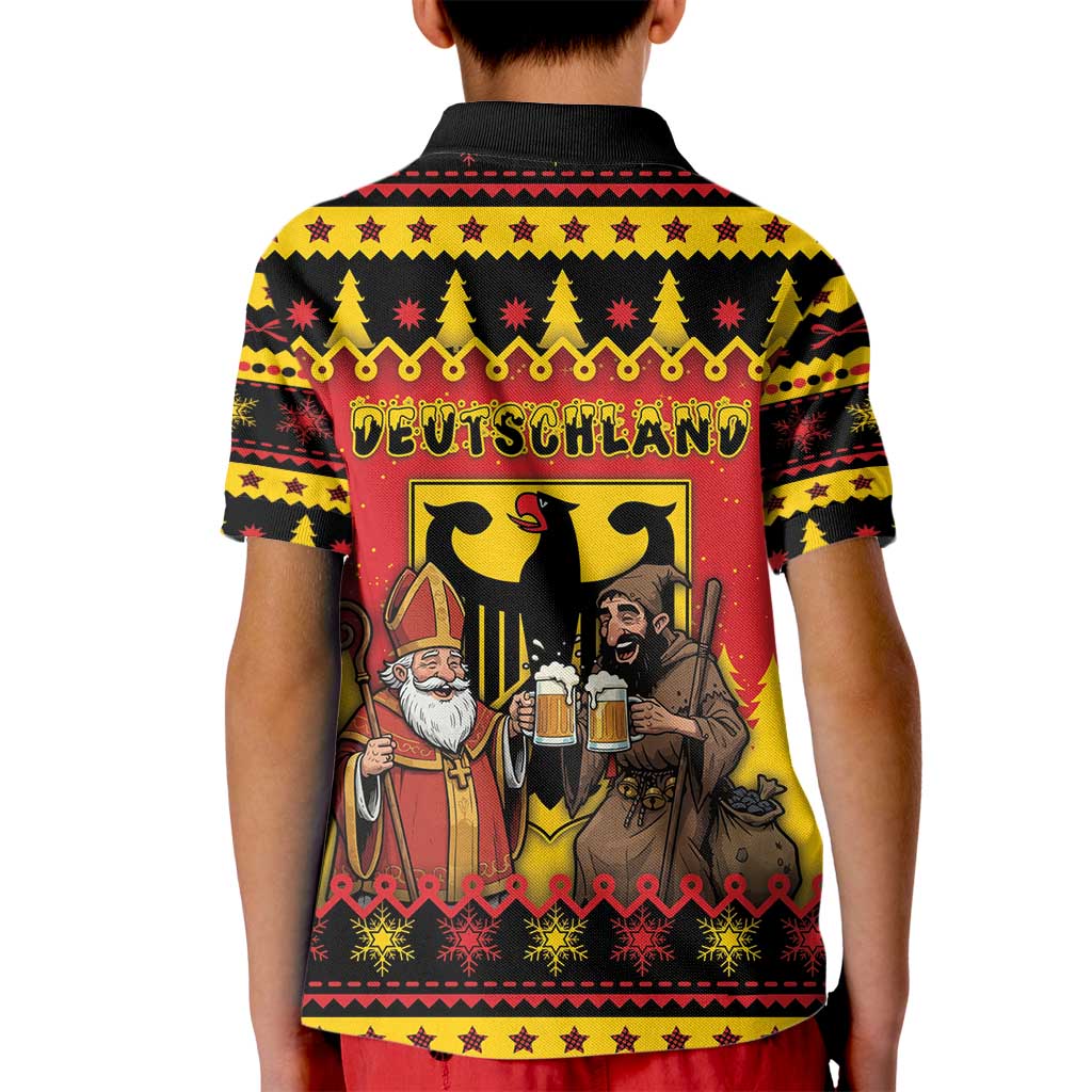 Germany Christmas Kid Polo Shirt Saint Nicholas And Knecht Ruprecht Drink Beer - Wonder Print Shop