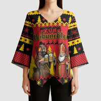 Germany Christmas Kimono Sleeve Blouse Saint Nicholas And Knecht Ruprecht Drink Beer - Wonder Print Shop