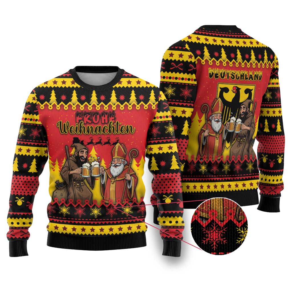 Germany Christmas Ugly Christmas Sweater Saint Nicholas And Knecht Ruprecht Drink Beer - Wonder Print Shop
