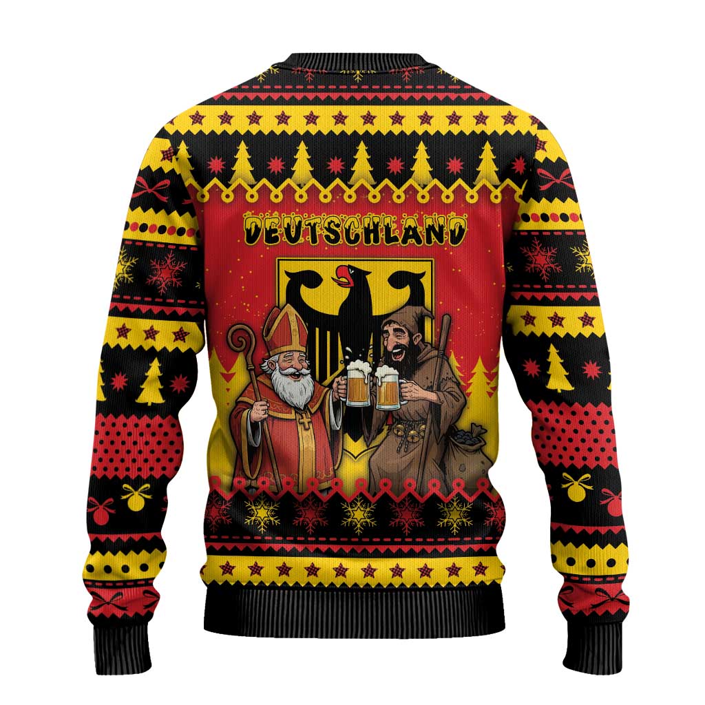 Germany Christmas Ugly Christmas Sweater Saint Nicholas And Knecht Ruprecht Drink Beer - Wonder Print Shop