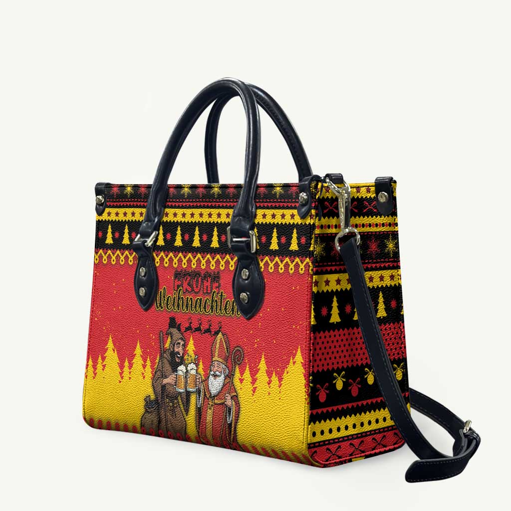 Germany Christmas Leather Bag Saint Nicholas And Knecht Ruprecht Drink Beer - Wonder Print Shop
