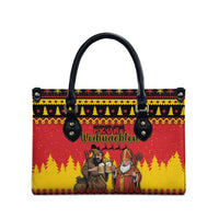 Germany Christmas Leather Bag Saint Nicholas And Knecht Ruprecht Drink Beer - Wonder Print Shop