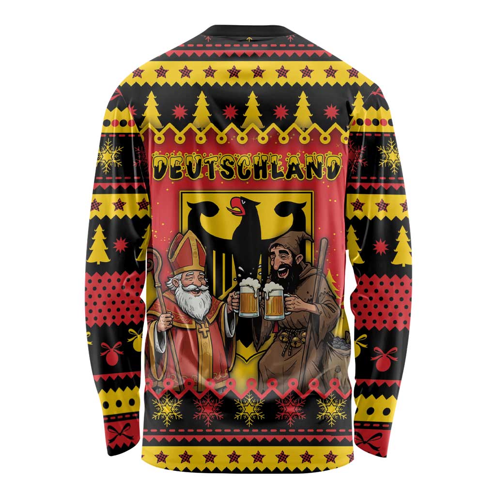 Germany Christmas Long Sleeve Shirt Saint Nicholas And Knecht Ruprecht Drink Beer - Wonder Print Shop
