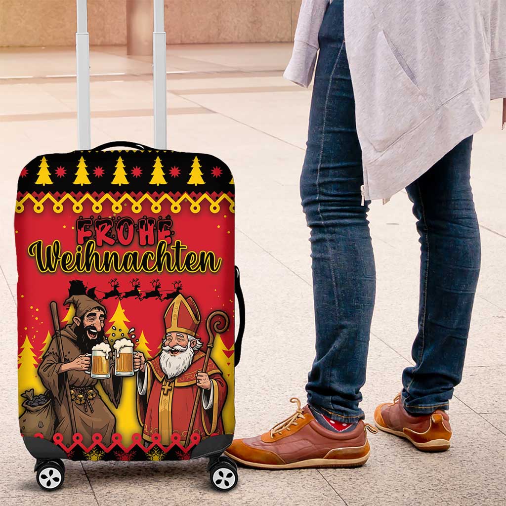 Germany Christmas Luggage Cover Saint Nicholas And Knecht Ruprecht Drink Beer - Wonder Print Shop