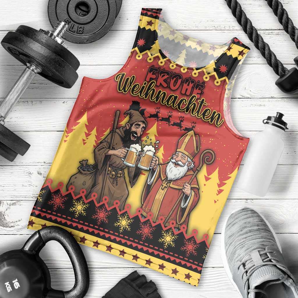 Germany Christmas Men Tank Top Saint Nicholas And Knecht Ruprecht Drink Beer - Wonder Print Shop