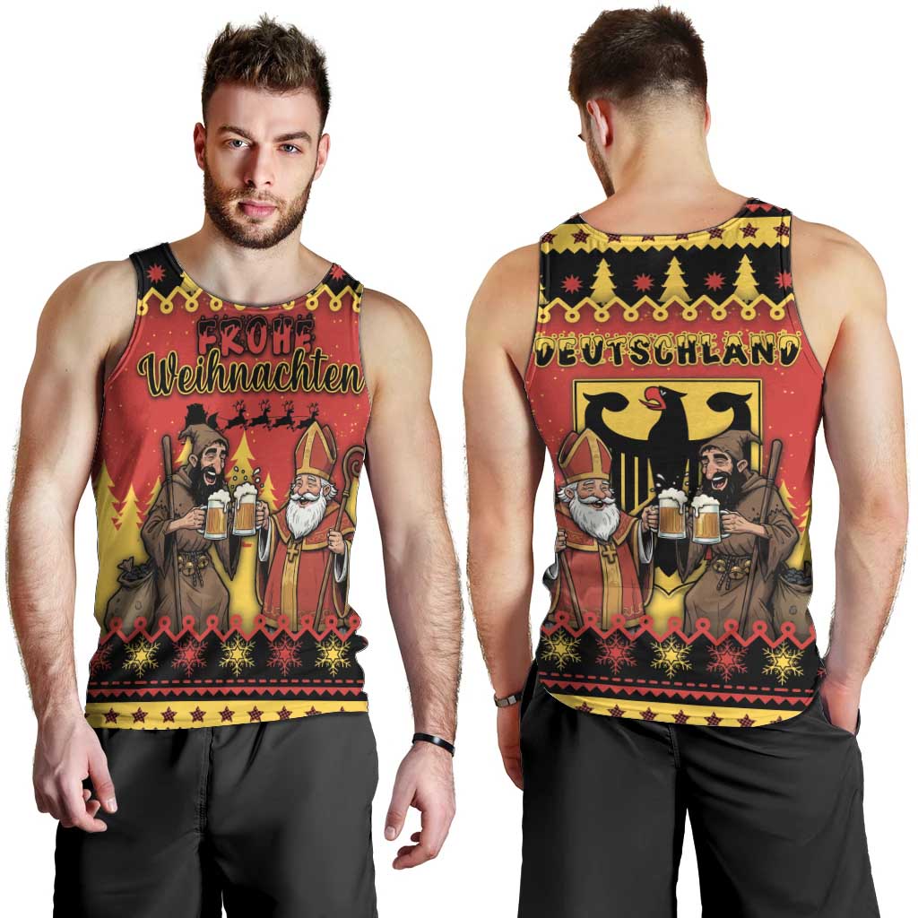 Germany Christmas Men Tank Top Saint Nicholas And Knecht Ruprecht Drink Beer - Wonder Print Shop