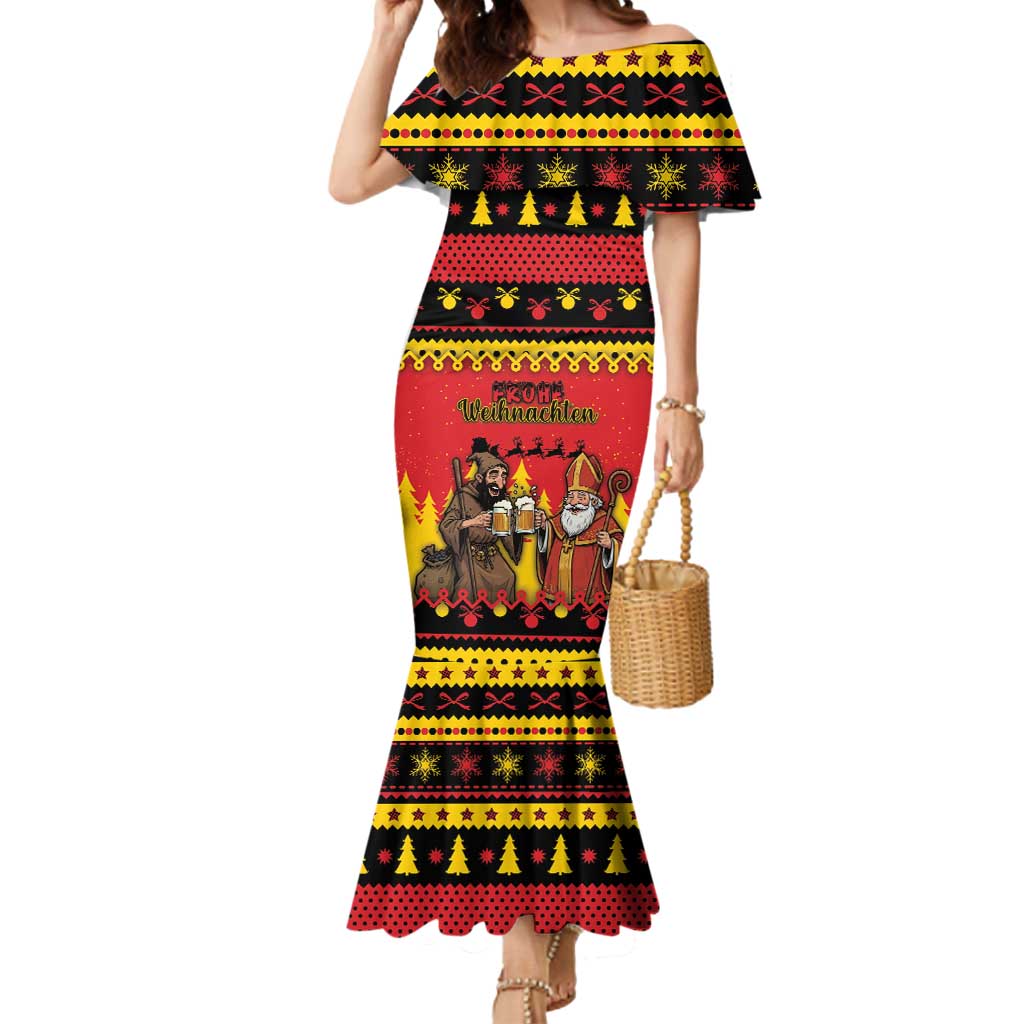 Germany Christmas Mermaid Dress Saint Nicholas And Knecht Ruprecht Drink Beer - Wonder Print Shop
