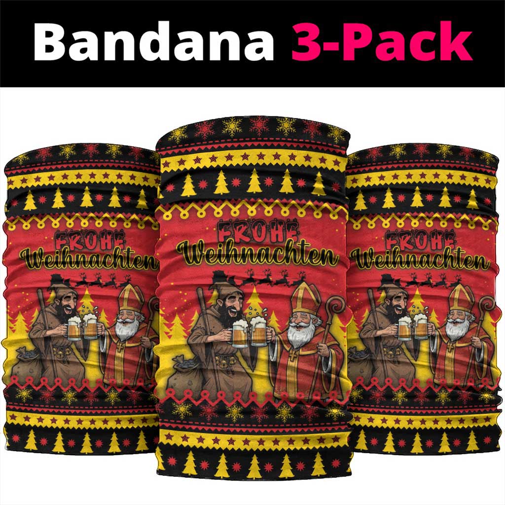 Germany Christmas Neck Gaiter Saint Nicholas And Knecht Ruprecht Drink Beer - Wonder Print Shop
