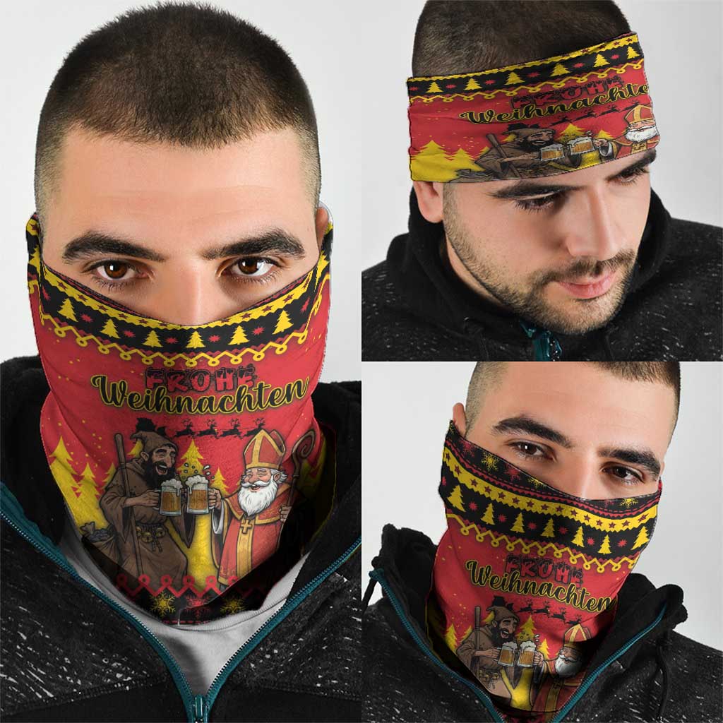 Germany Christmas Neck Gaiter Saint Nicholas And Knecht Ruprecht Drink Beer - Wonder Print Shop