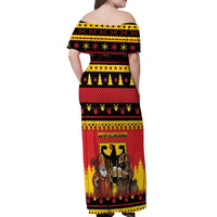 Germany Christmas Off Shoulder Maxi Dress Saint Nicholas And Knecht Ruprecht Drink Beer - Wonder Print Shop