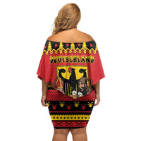 Germany Christmas Off Shoulder Short Dress Saint Nicholas And Knecht Ruprecht Drink Beer - Wonder Print Shop