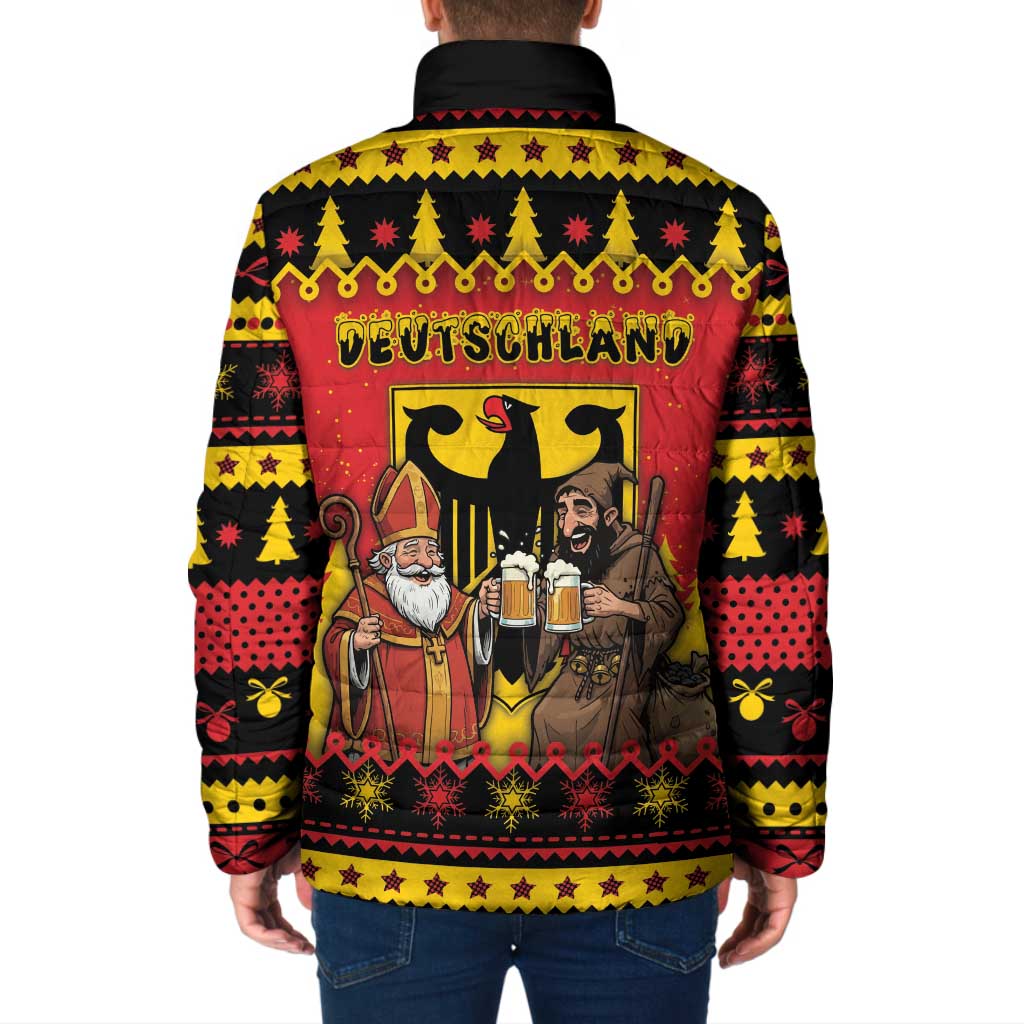 Germany Christmas Padded Jacket Saint Nicholas And Knecht Ruprecht Drink Beer - Wonder Print Shop