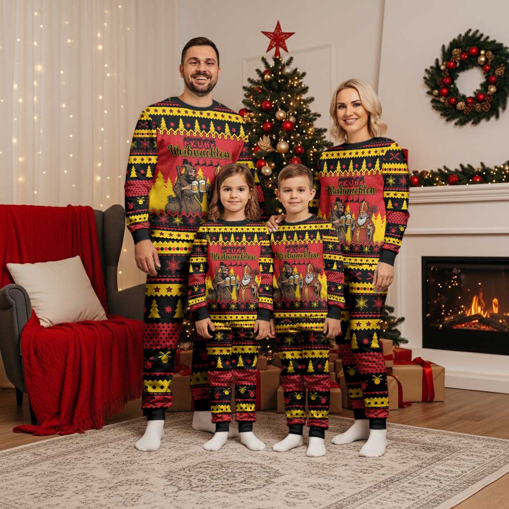 Germany Christmas Pajama Set Saint Nicholas And Knecht Ruprecht Drink Beer - Wonder Print Shop