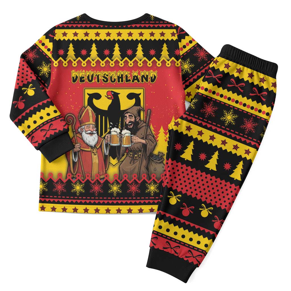 Germany Christmas Pajama Set Saint Nicholas And Knecht Ruprecht Drink Beer - Wonder Print Shop