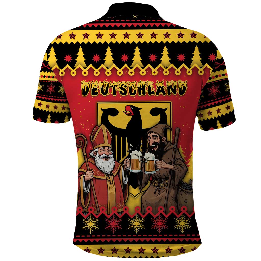 Germany Christmas Polo Shirt Saint Nicholas And Knecht Ruprecht Drink Beer - Wonder Print Shop
