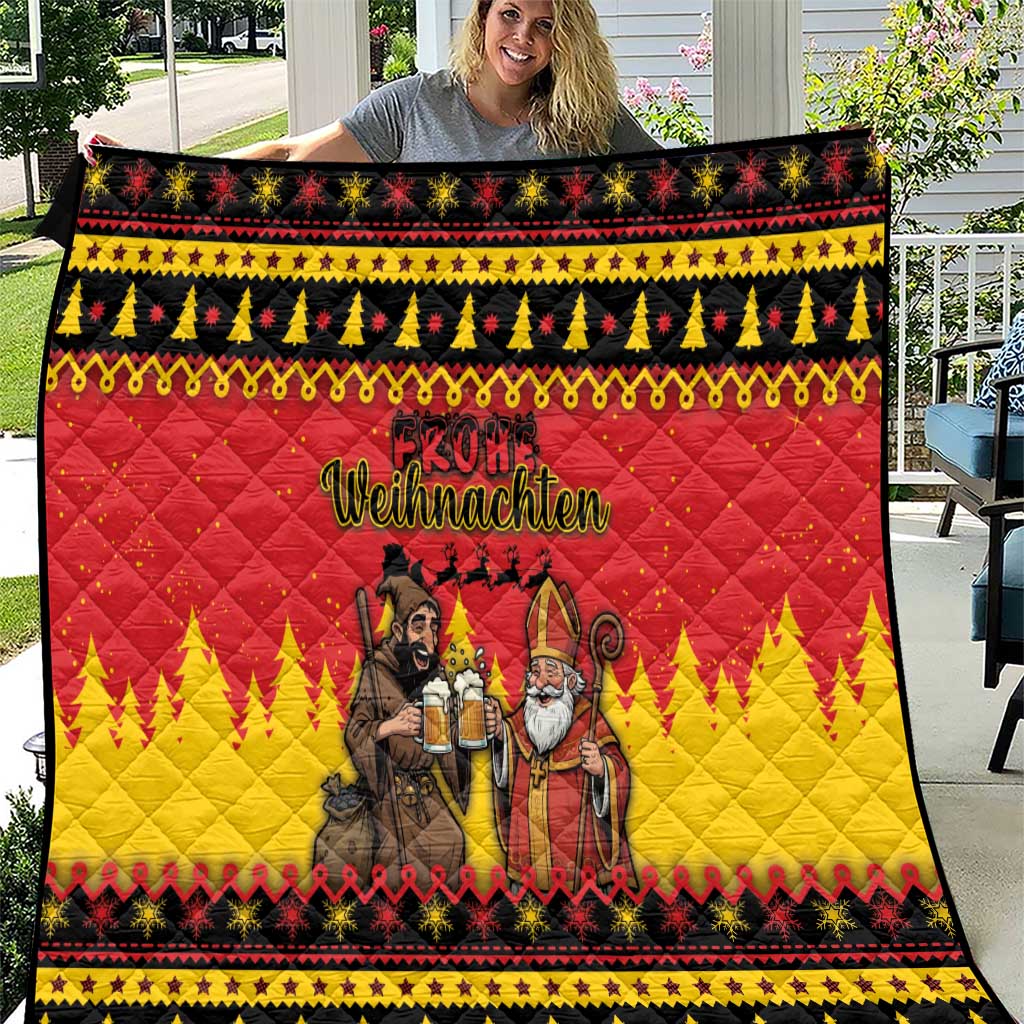 Germany Christmas Quilt Saint Nicholas And Knecht Ruprecht Drink Beer - Wonder Print Shop