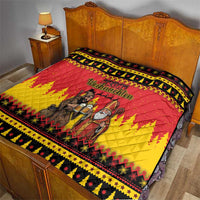 Germany Christmas Quilt Saint Nicholas And Knecht Ruprecht Drink Beer - Wonder Print Shop