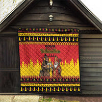 Germany Christmas Quilt Saint Nicholas And Knecht Ruprecht Drink Beer - Wonder Print Shop