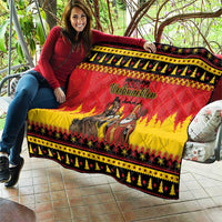 Germany Christmas Quilt Saint Nicholas And Knecht Ruprecht Drink Beer - Wonder Print Shop