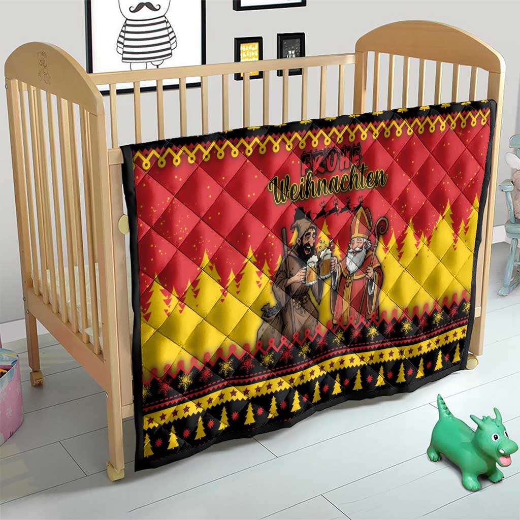Germany Christmas Quilt Saint Nicholas And Knecht Ruprecht Drink Beer - Wonder Print Shop