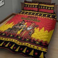 Germany Christmas Quilt Bed Set Saint Nicholas And Knecht Ruprecht Drink Beer - Wonder Print Shop