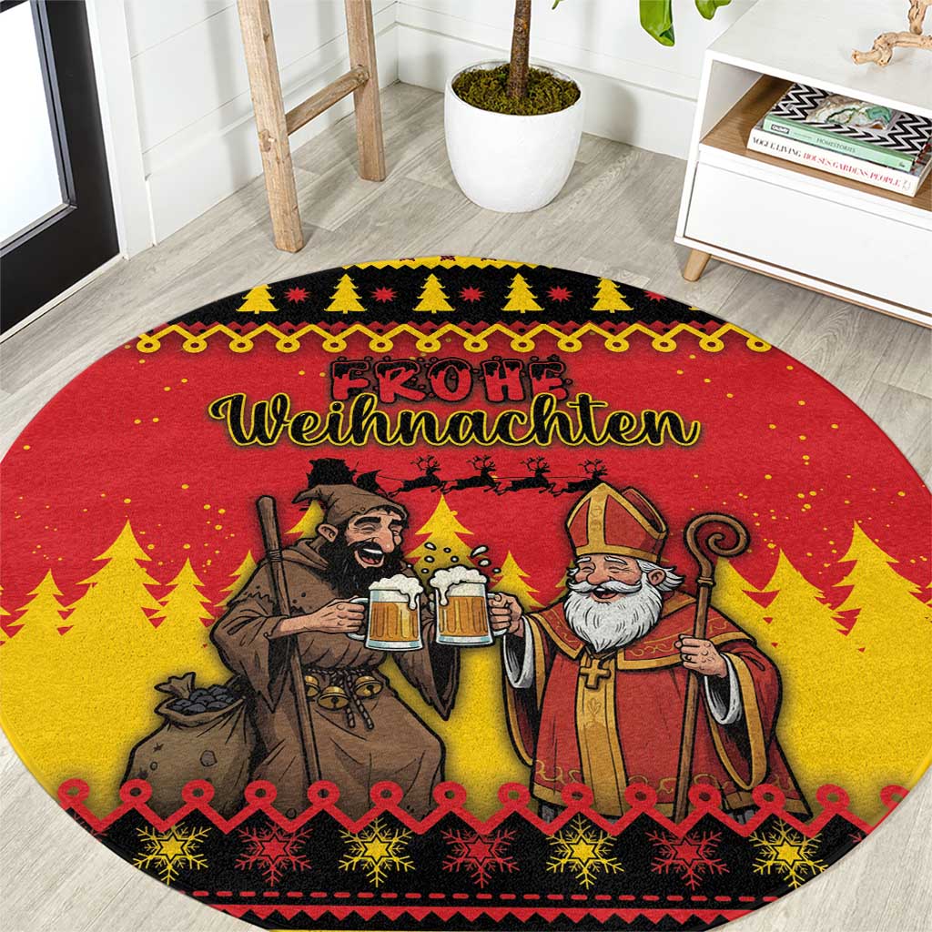 Germany Christmas Round Carpet Saint Nicholas And Knecht Ruprecht Drink Beer - Wonder Print Shop