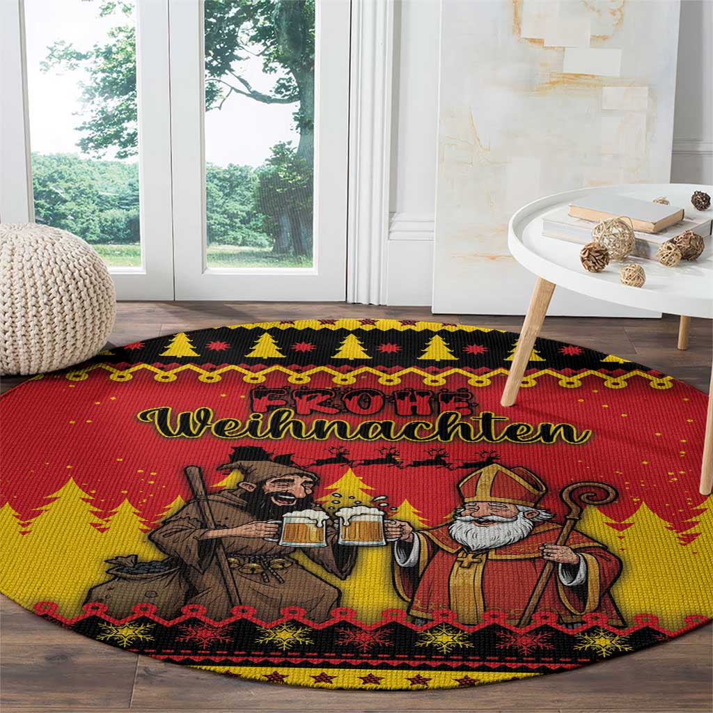 Germany Christmas Round Carpet Saint Nicholas And Knecht Ruprecht Drink Beer - Wonder Print Shop