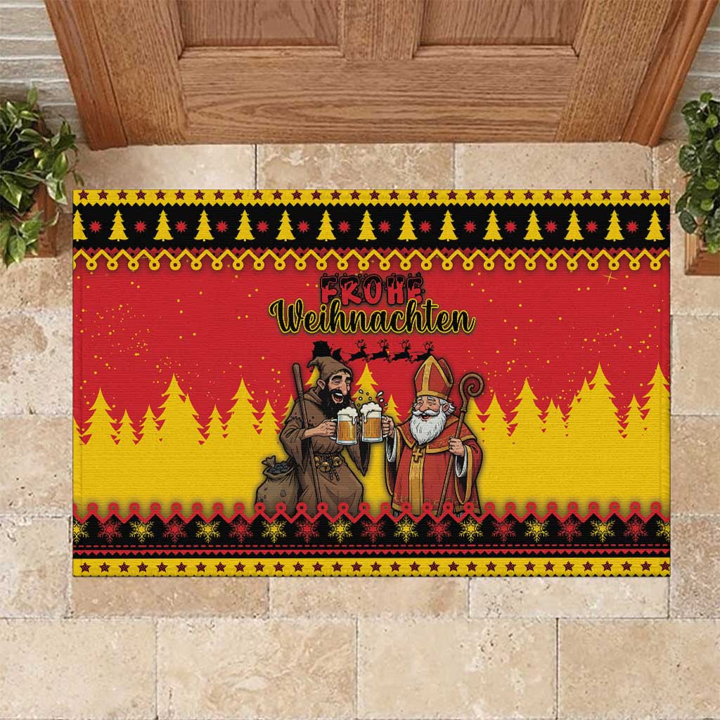 Germany Christmas Rubber Doormat Saint Nicholas And Knecht Ruprecht Drink Beer - Wonder Print Shop