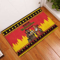 Germany Christmas Rubber Doormat Saint Nicholas And Knecht Ruprecht Drink Beer - Wonder Print Shop