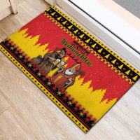 Germany Christmas Rubber Doormat Saint Nicholas And Knecht Ruprecht Drink Beer - Wonder Print Shop