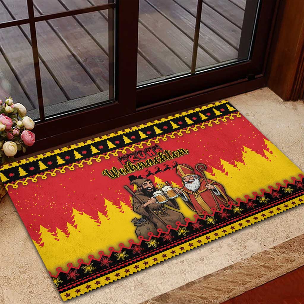 Germany Christmas Rubber Doormat Saint Nicholas And Knecht Ruprecht Drink Beer - Wonder Print Shop