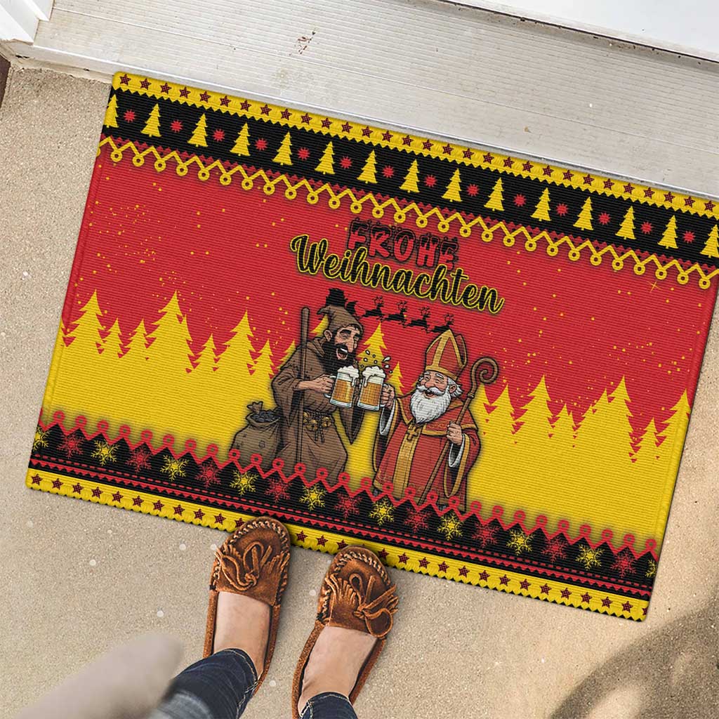 Germany Christmas Rubber Doormat Saint Nicholas And Knecht Ruprecht Drink Beer - Wonder Print Shop