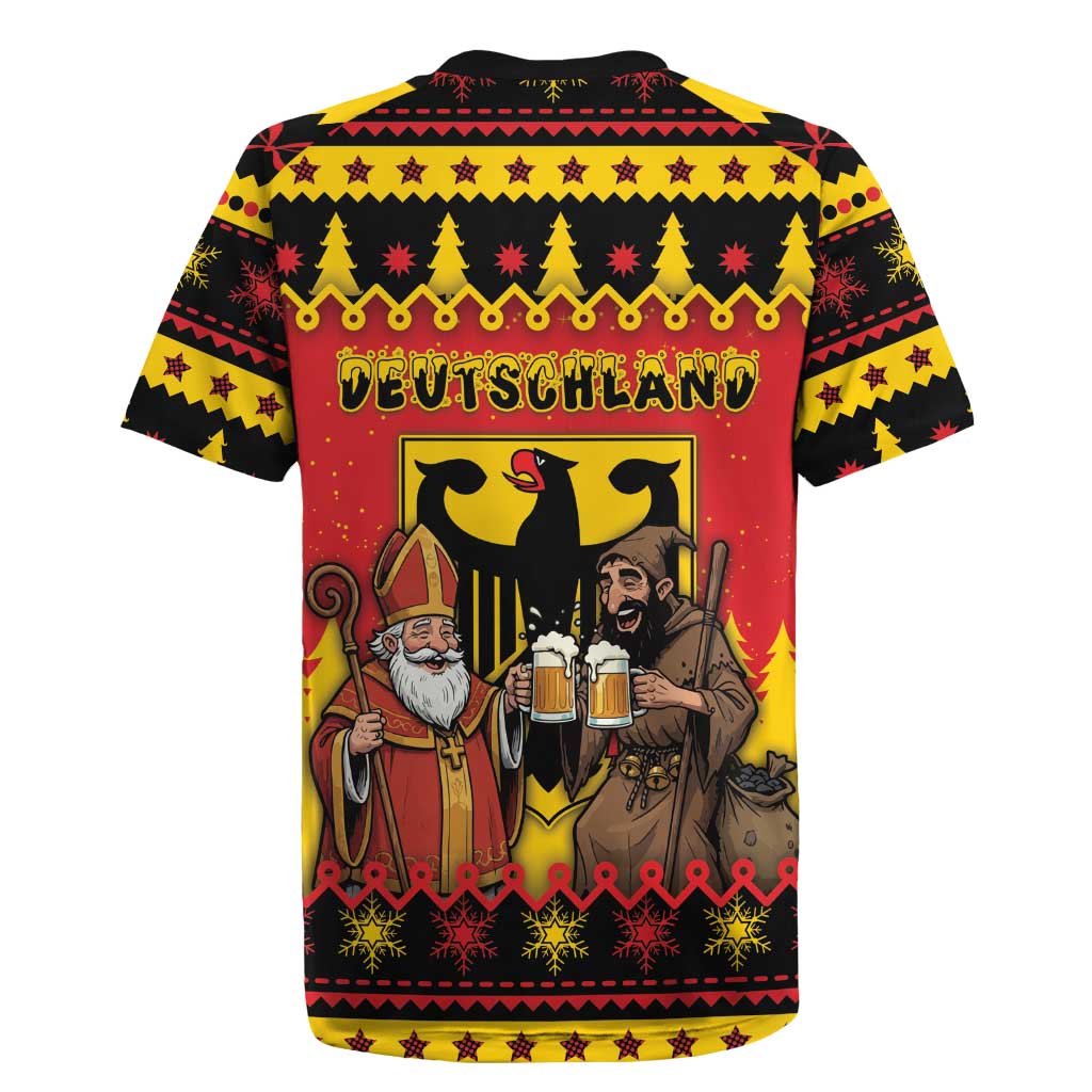 Germany Christmas Rugby Jersey Saint Nicholas And Knecht Ruprecht Drink Beer - Wonder Print Shop