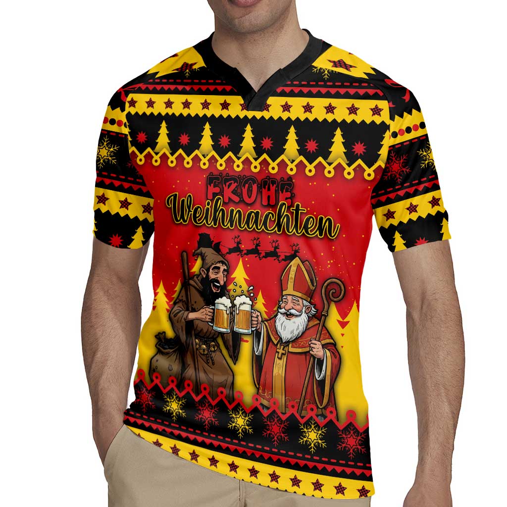 Germany Christmas Rugby Jersey Saint Nicholas And Knecht Ruprecht Drink Beer - Wonder Print Shop