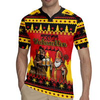 Germany Christmas Rugby Jersey Saint Nicholas And Knecht Ruprecht Drink Beer - Wonder Print Shop