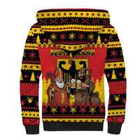 Germany Christmas Sherpa Hoodie Saint Nicholas And Knecht Ruprecht Drink Beer - Wonder Print Shop