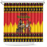 Germany Christmas Shower Curtain Saint Nicholas And Knecht Ruprecht Drink Beer - Wonder Print Shop
