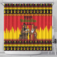 Germany Christmas Shower Curtain Saint Nicholas And Knecht Ruprecht Drink Beer - Wonder Print Shop