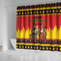Germany Christmas Shower Curtain Saint Nicholas And Knecht Ruprecht Drink Beer - Wonder Print Shop