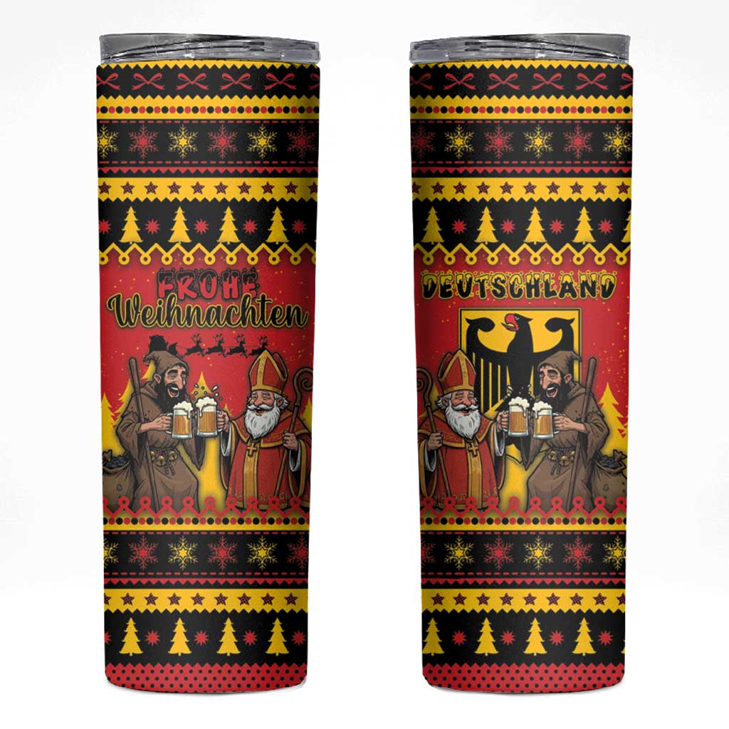 Germany Christmas Skinny Tumbler Saint Nicholas And Knecht Ruprecht Drink Beer - Wonder Print Shop