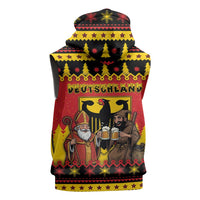 Germany Christmas Sleeveless Hoodie Saint Nicholas And Knecht Ruprecht Drink Beer - Wonder Print Shop