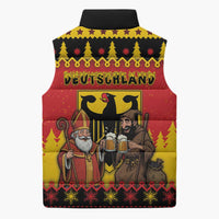 Germany Christmas Sleeveless Puffer Jacket Saint Nicholas And Knecht Ruprecht Drink Beer - Wonder Print Shop